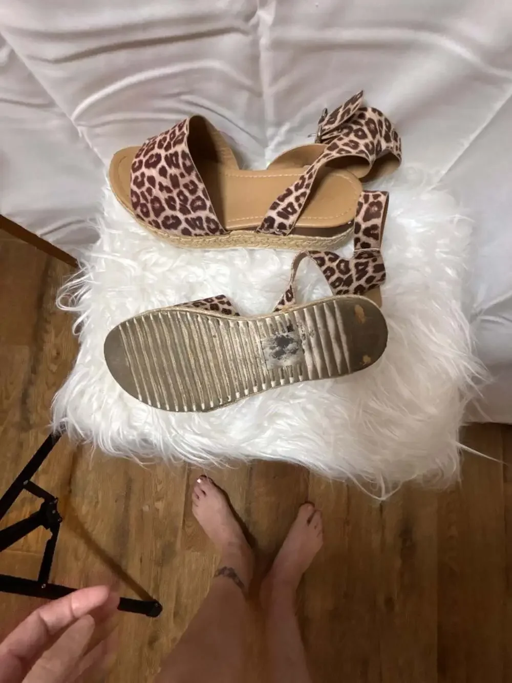 Soda Women's Leopard Print Ankle Strap Platform Espadrille Sandals
